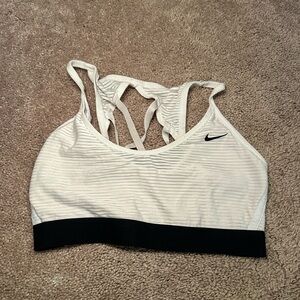 Nike Women's Striped White and Black Sports Bra